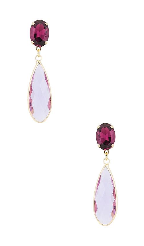 anton heunis omega clasp colour drop earrings in purple.
