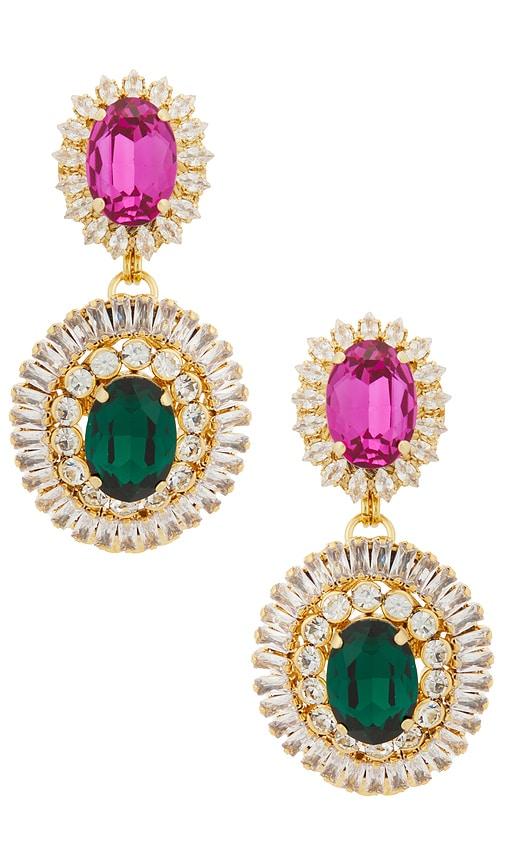 anton heunis omega clasp oval disc chandeliers earrings in multi.
