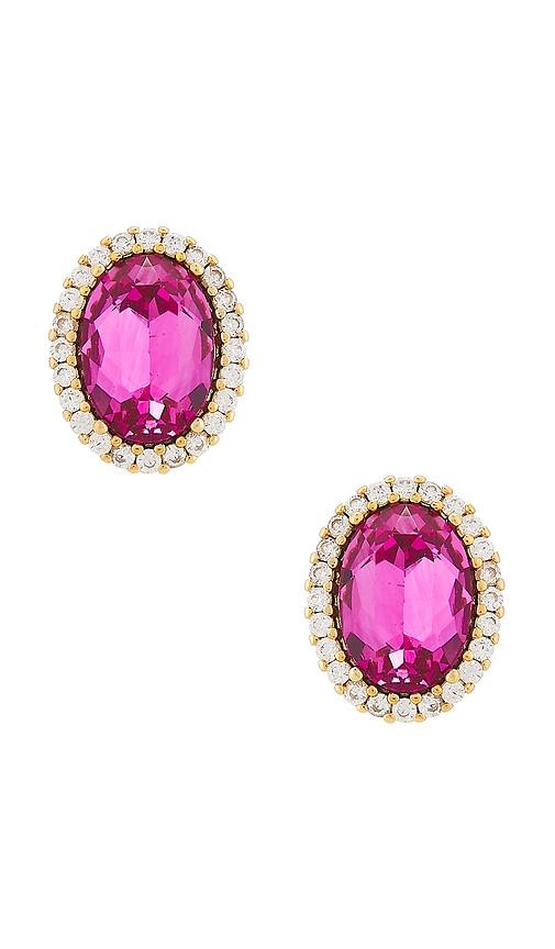 anton heunis omega clasp oval earrings in pink.