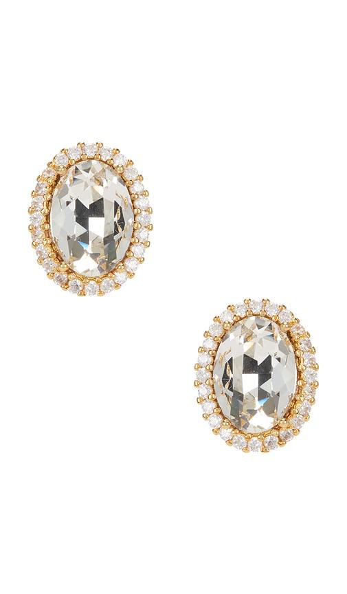 anton heunis omega clasp oval stud earrings in metallic gold.