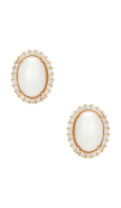 anton heunis omega clasp oval stud in metallic gold.