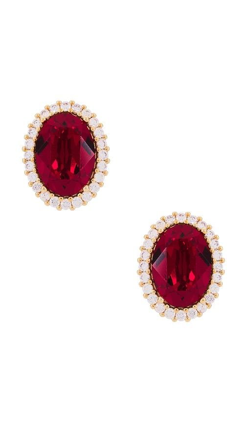 anton heunis omega clasp oval stud in red.