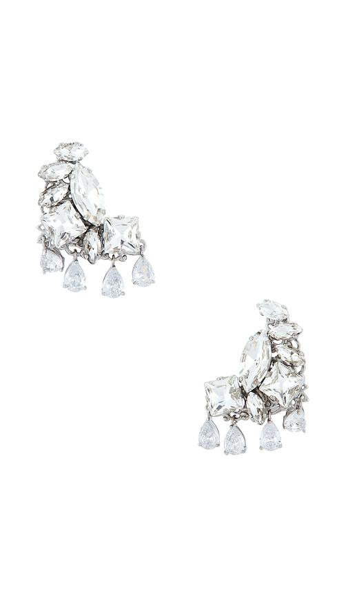 anton heunis omega clasp pixel & tears pendant earrings in metallic silver.