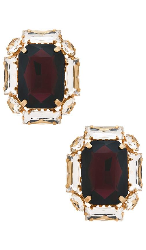 anton heunis omega clasp square stud in burgundy.