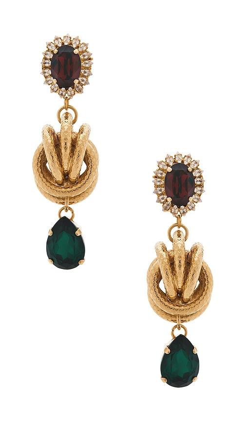 anton heunis omega clasp with square pendant earrings in burgundy.