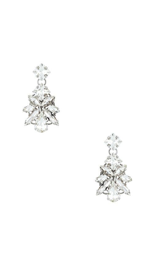 anton heunis pixel post with leaves pendant earrings in metallic silver.