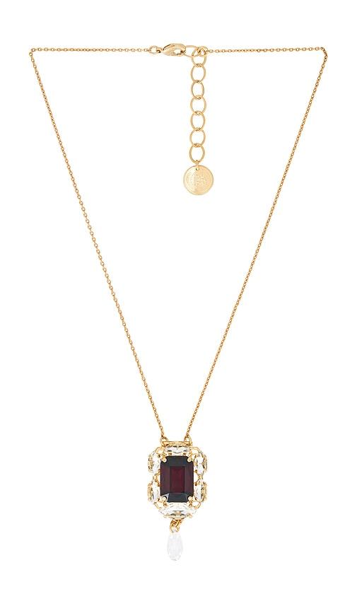 anton heunis small square pendant with drop necklace in burgundy.