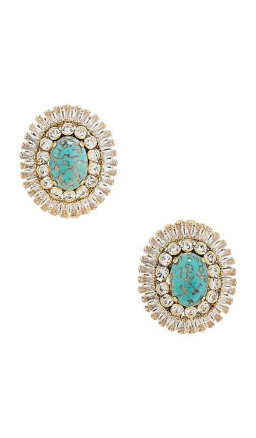 anton heunis stud with clip oval earrings in teal.