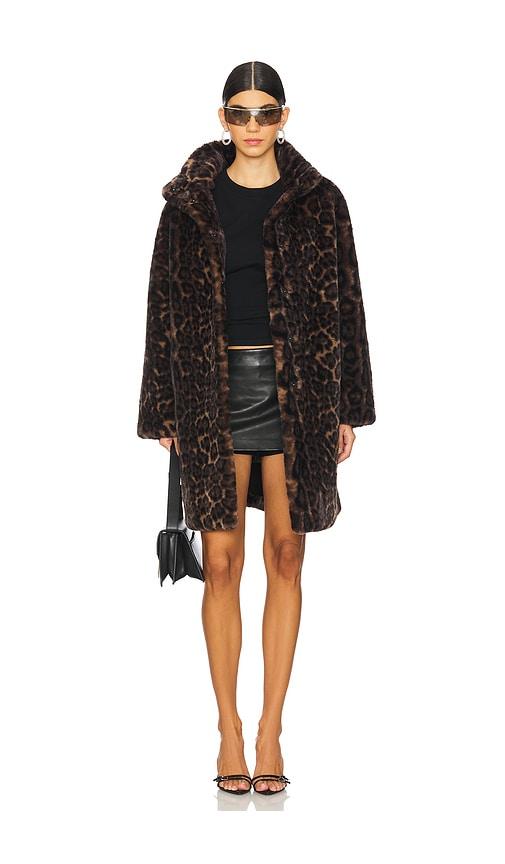 apparis blair leopard mid length coat in brown. - size m (also in xs)