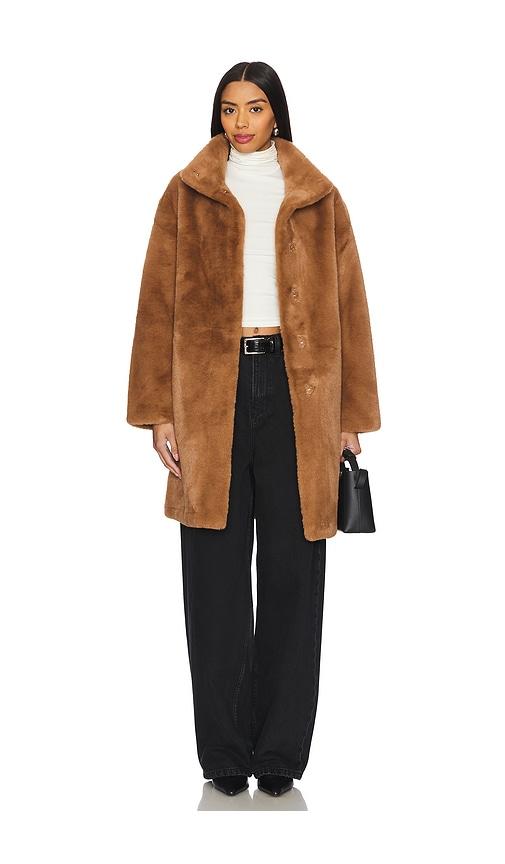 apparis blair mid length coat in brown. - size l (also in xl)