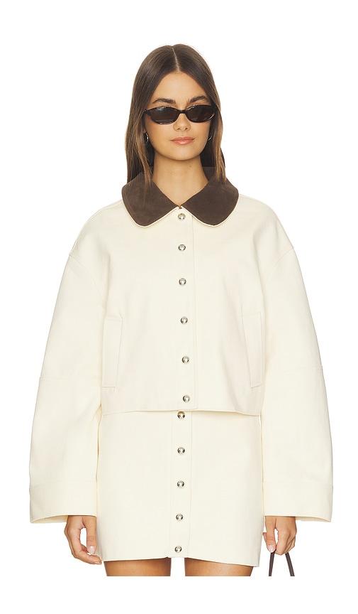 apparis ella canvas cropped jacket in ivory. - size m (also in s, xs)