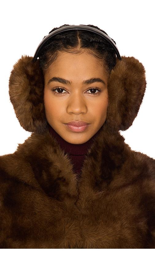 apparis esme faux mink earmuffs in brown.