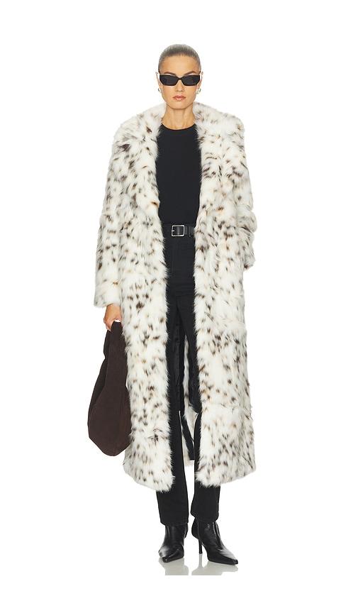 apparis gabrielle snow leopard maxi coat in white. - size m (also in xs)
