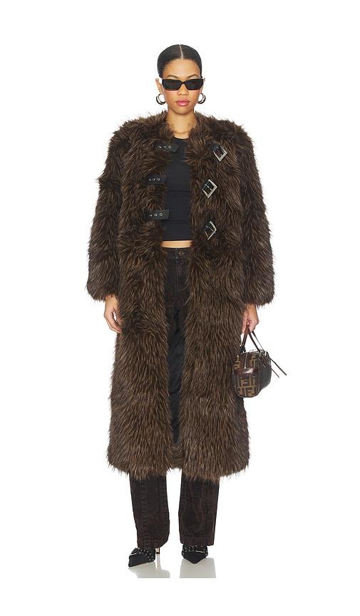 apparis nolwen fox maxi coat in brown. - size m (also in xs, s)