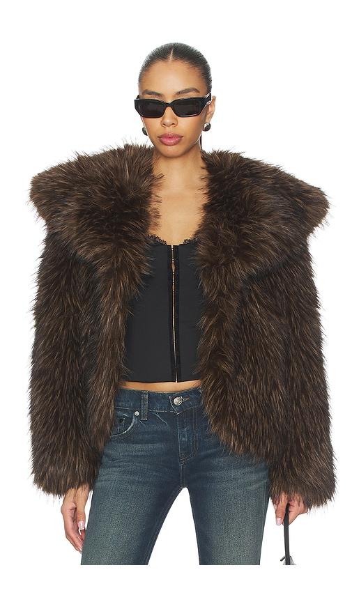 apparis yara fox coat in brown. - size m (also in xxs, xs, s)