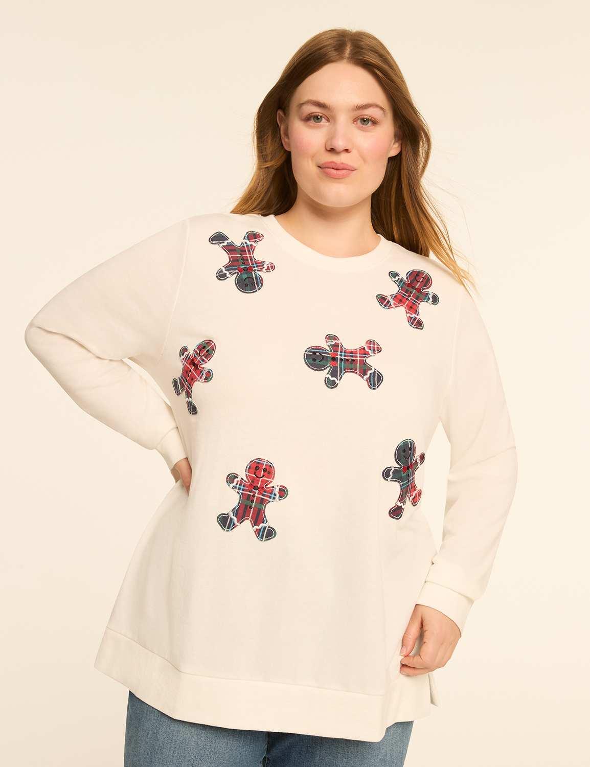 applique gingerbread graphic sweatshirt