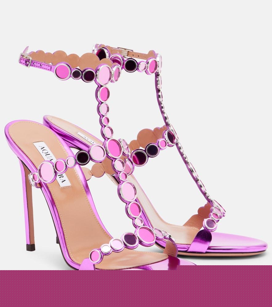 aquazzura afterglow 105 embellished leather sandals