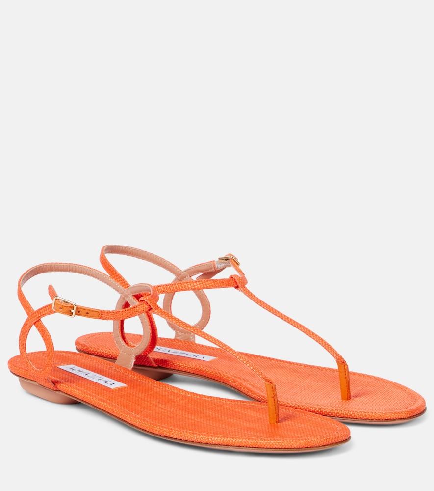 aquazzura almost bare raffia-effect sandals