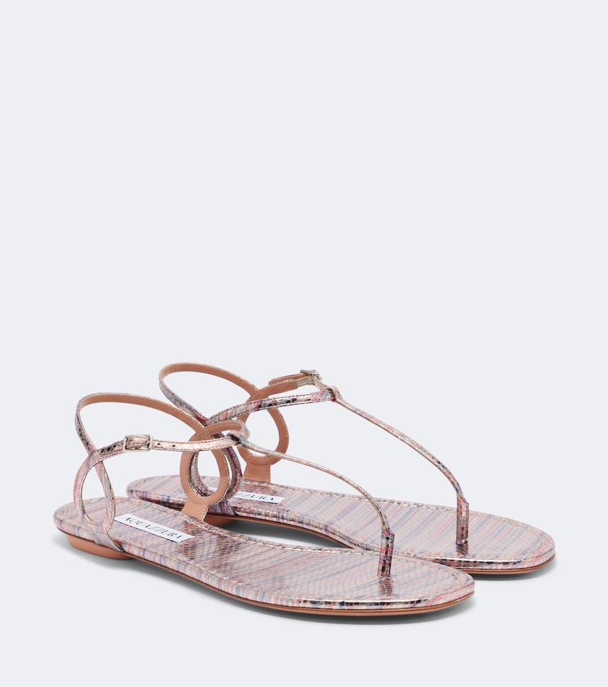aquazzura almost bare striped leather thong sandals