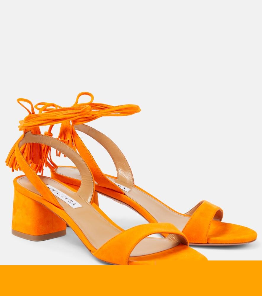 aquazzura alu tasseled suede sandals