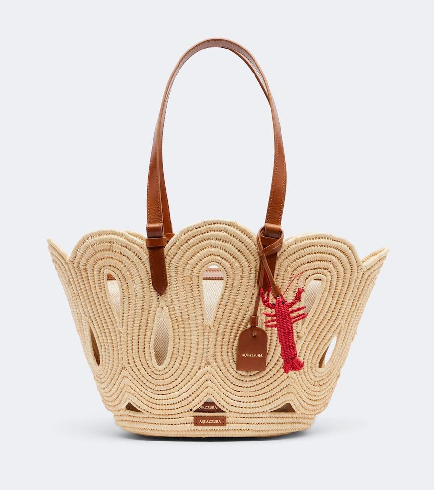 aquazzura artiste medium raffia tote bag