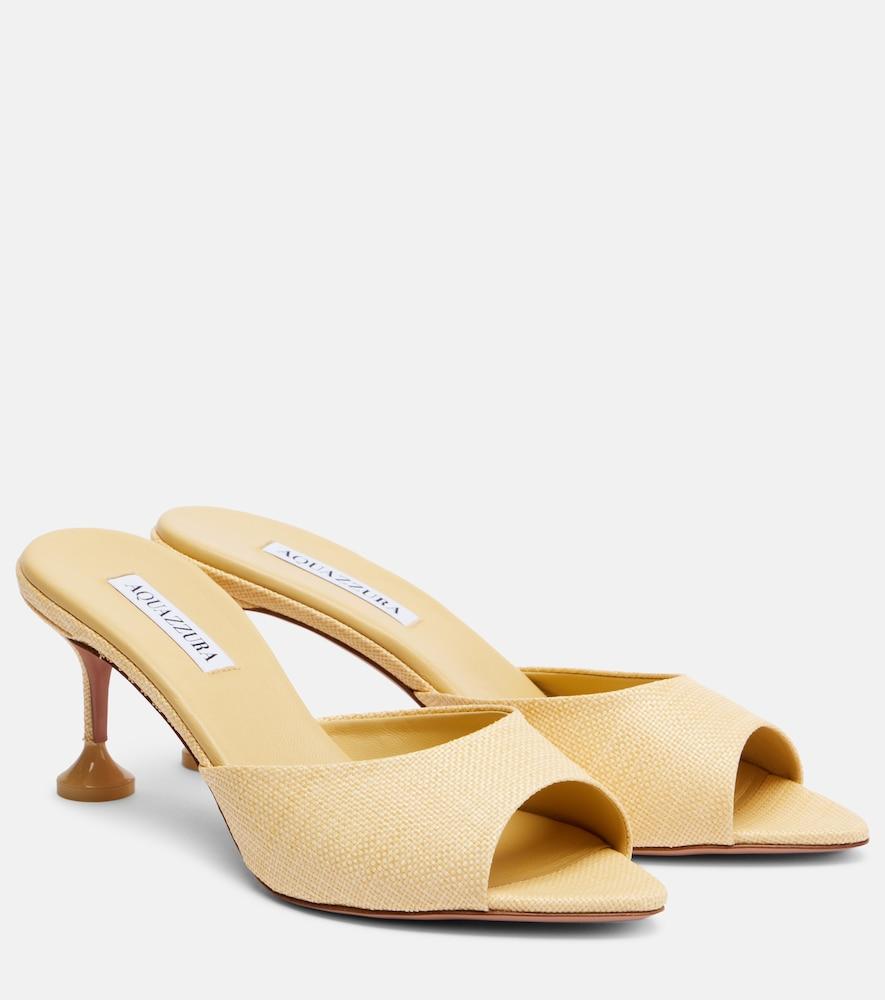 aquazzura bisous woven raffia mules