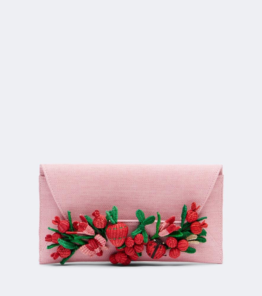 aquazzura botanica appliqué raffia clutch