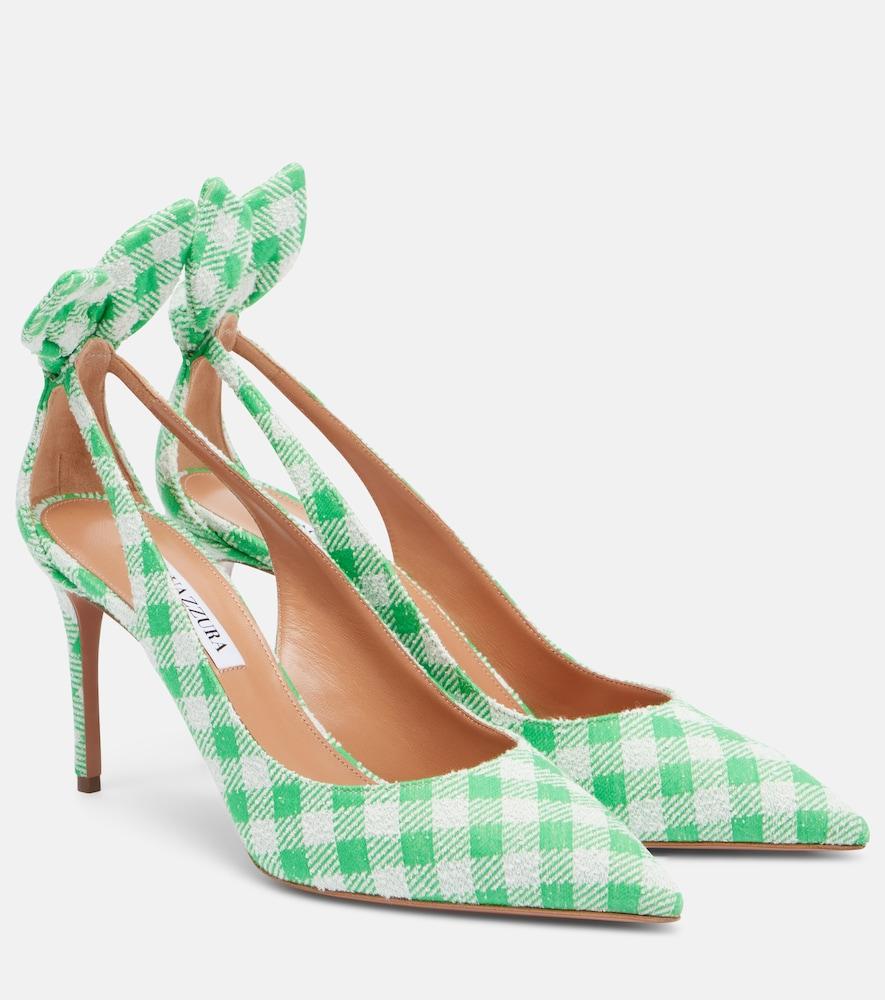 aquazzura bow tie bow-detail checked pumps