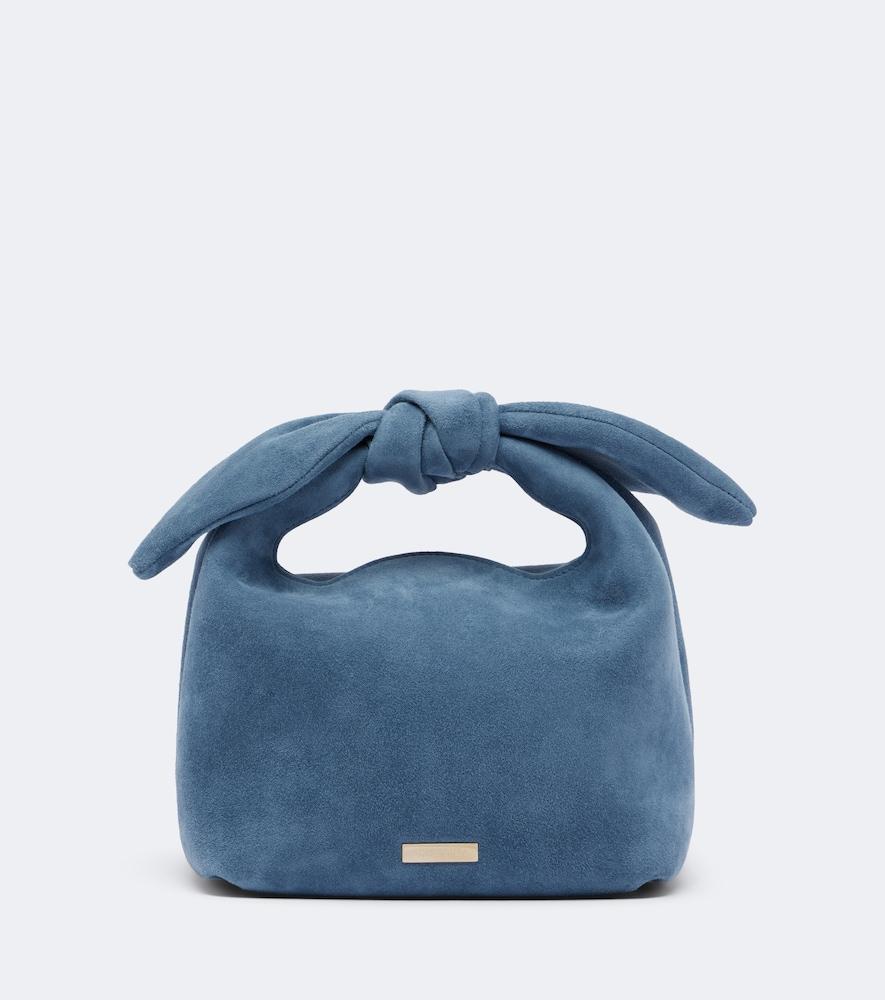 aquazzura bow tie mini suede top-handle bag