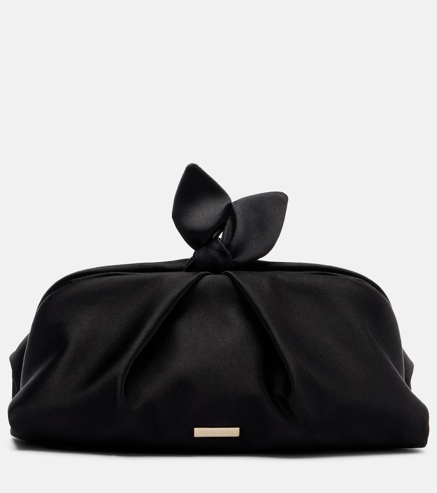 aquazzura bow tie small satin clutch