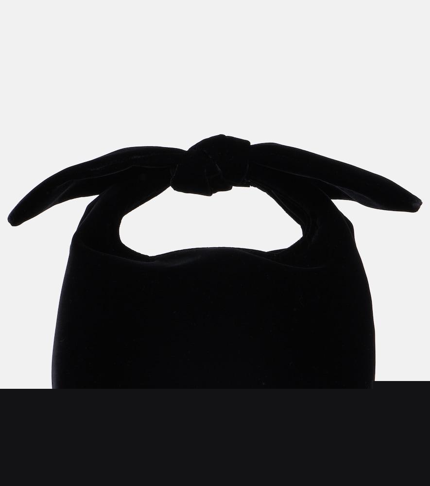 aquazzura bow tie small velvet tote bag