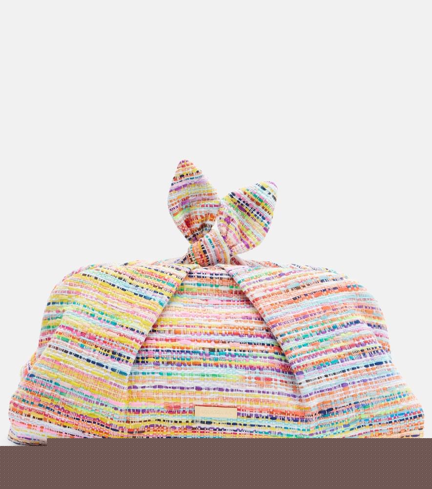 aquazzura bowtie tweed clutch
