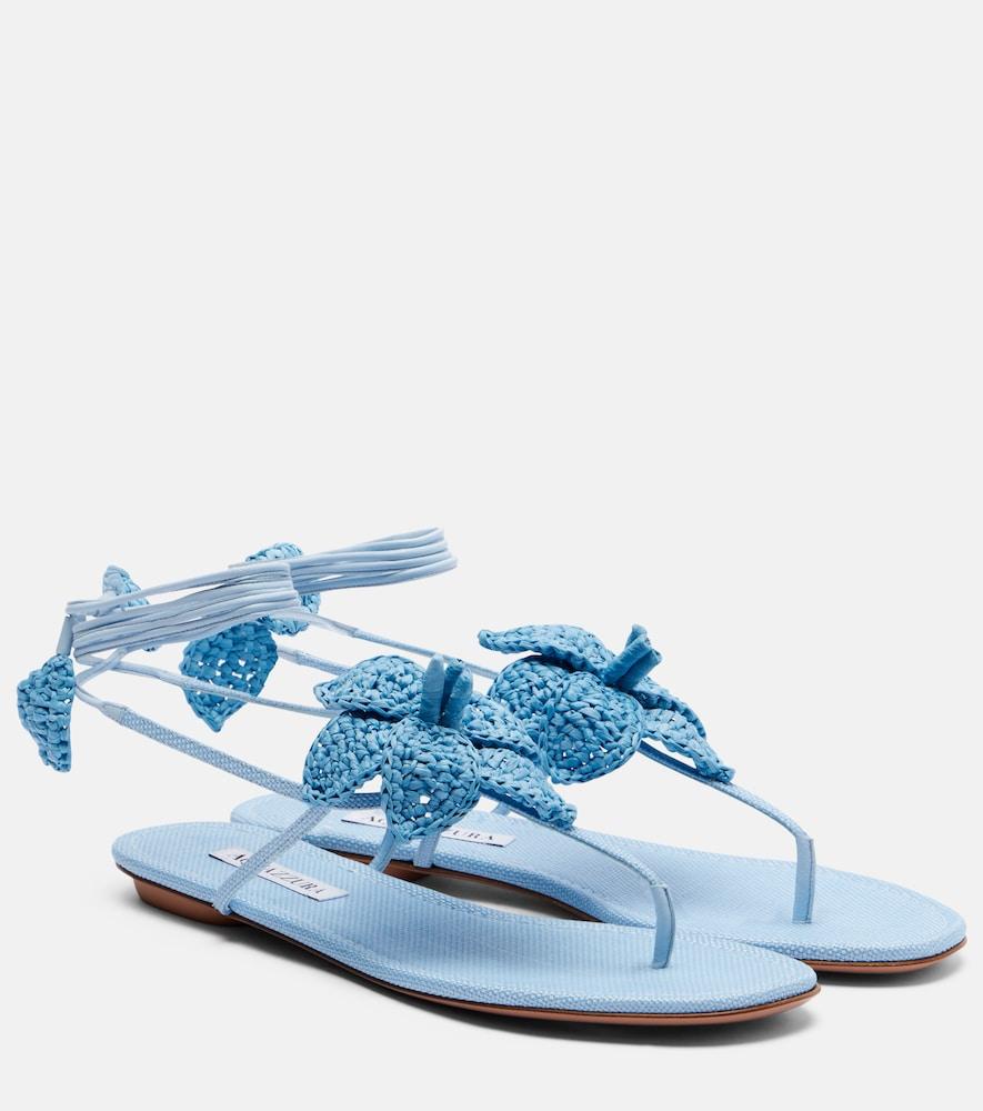 aquazzura calypso raffia thong sandals
