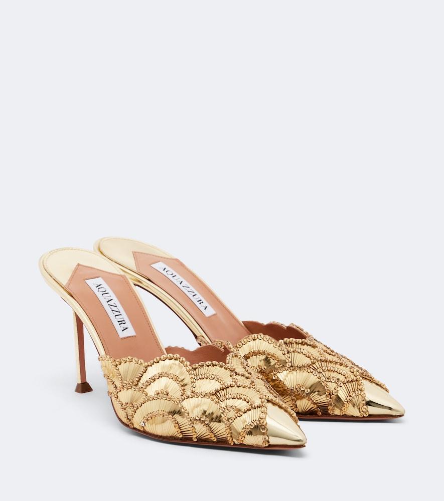 aquazzura ce soir embellished leather mules