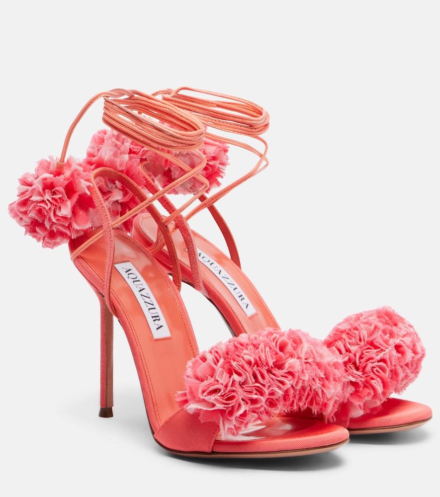aquazzura cherry kiss leather-trimmed sandals