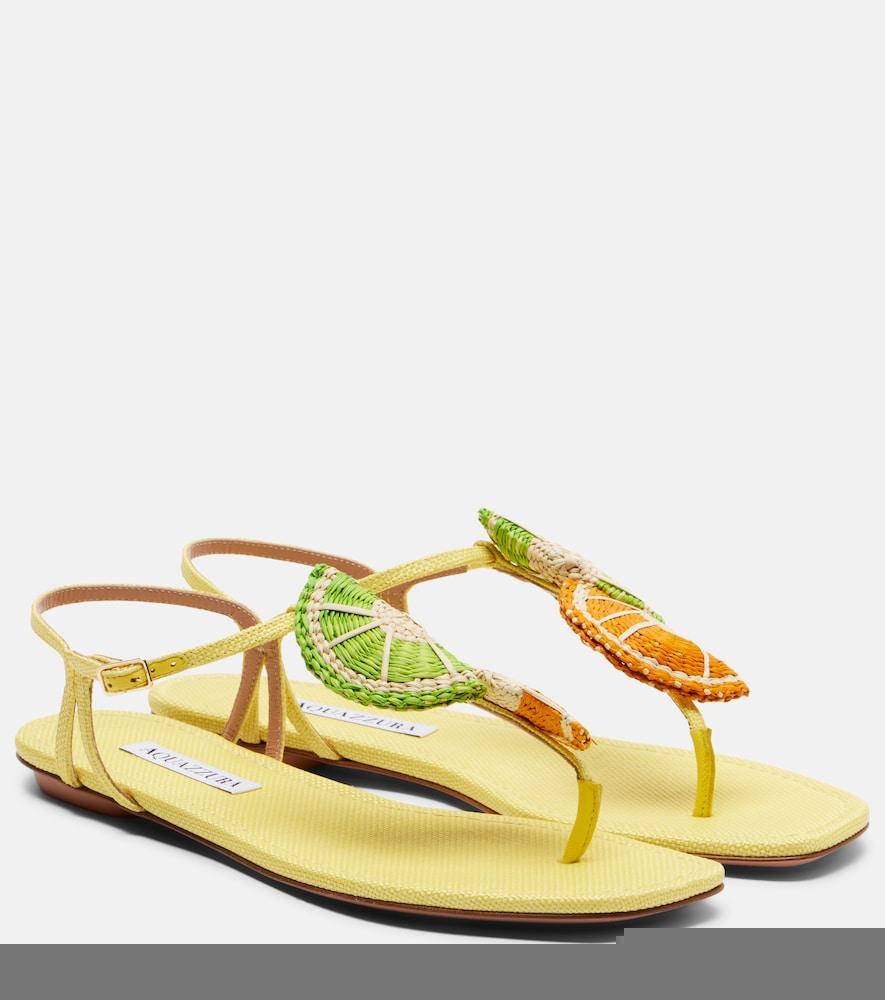aquazzura citrus sugar raffia slingback sandals