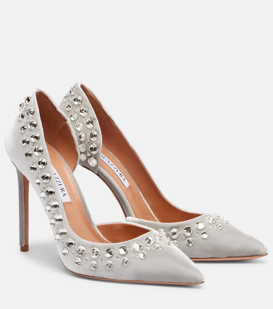aquazzura cosmic love 105 embellished velvet pumps