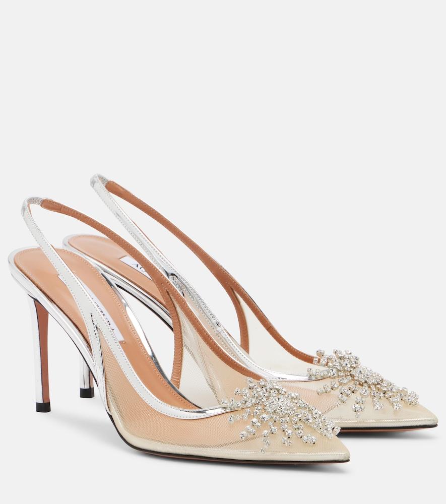aquazzura crystal firework slingback pumps