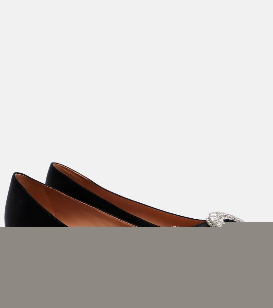 aquazzura crystal hoop satin ballet flats