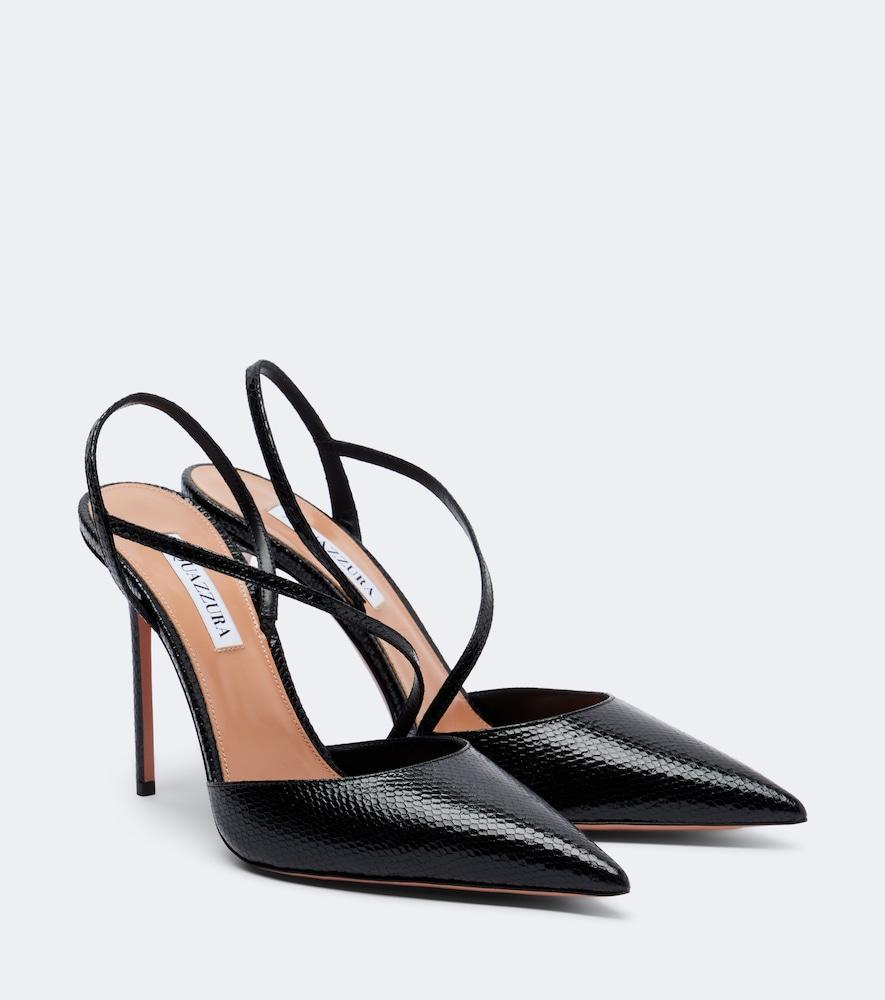 aquazzura dynasty snake-effect leather pumps