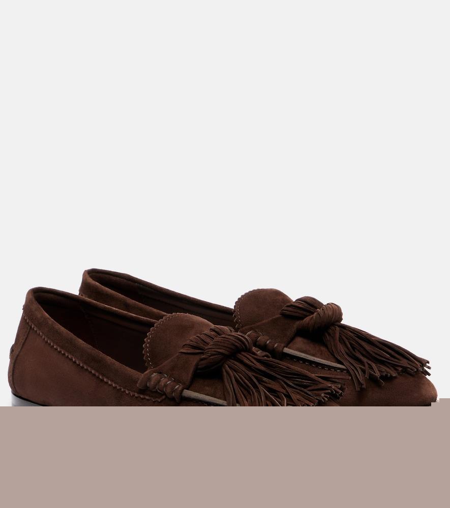 aquazzura freddie fringed suede loafers