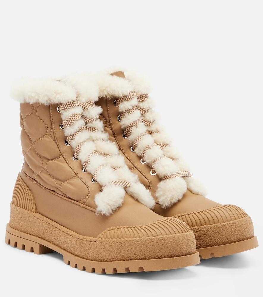 aquazzura glacier shearling-lined lace-up boots