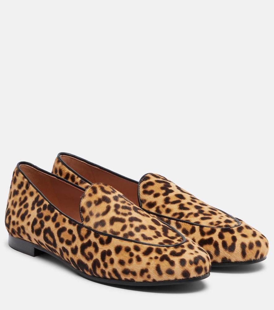 aquazzura guanto leopard-print calf hair loafers