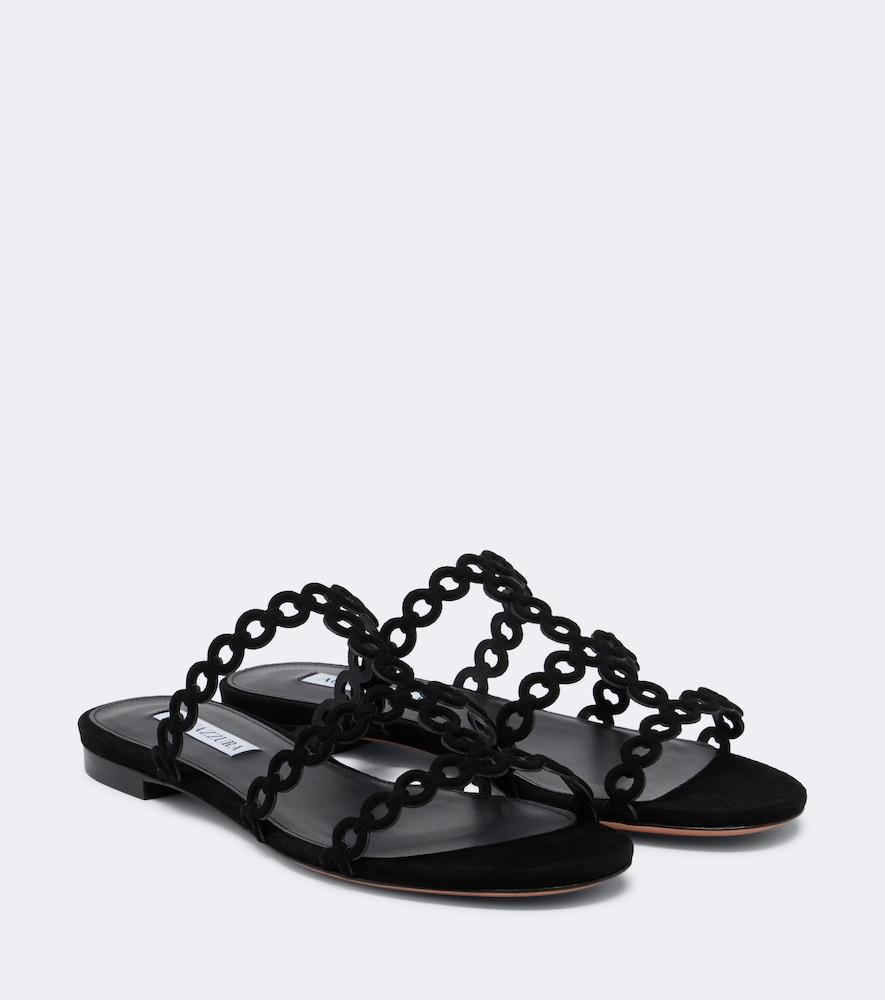 aquazzura infinity chain suede sandals