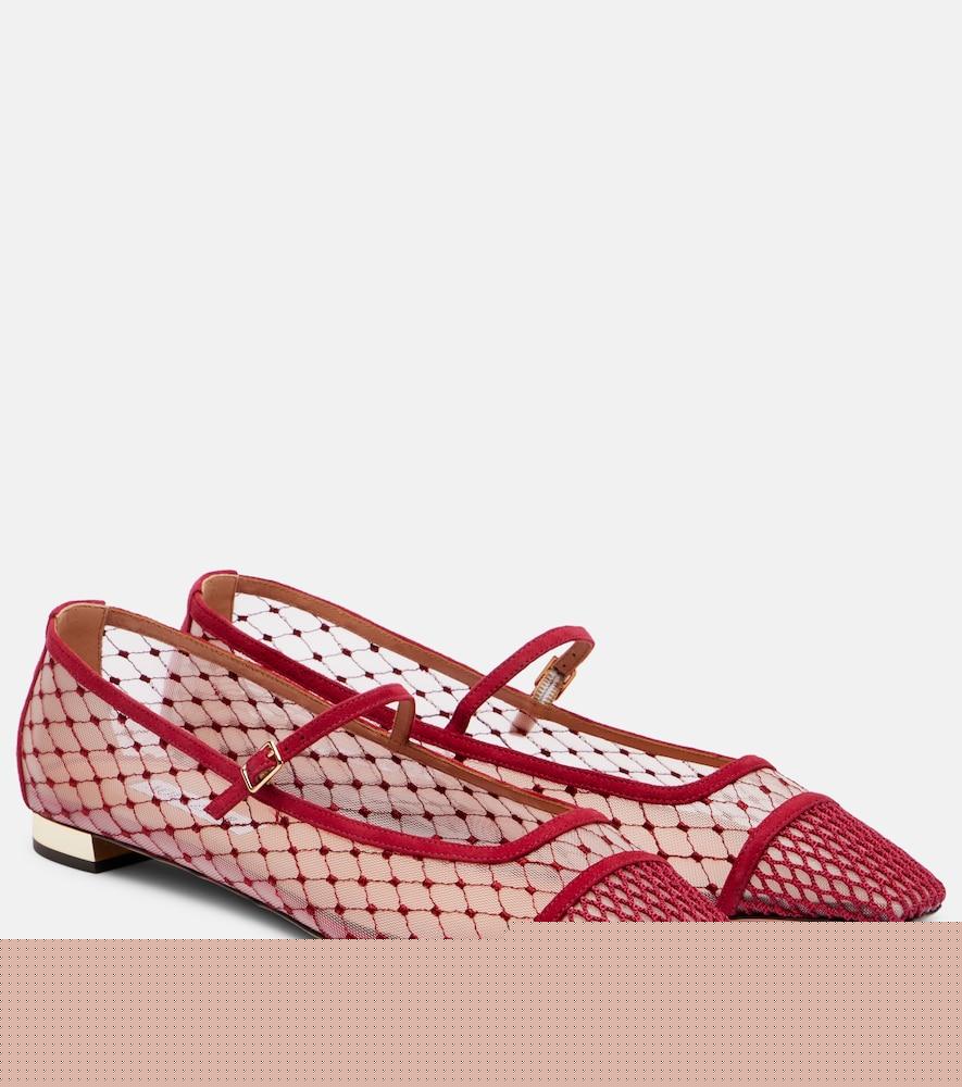 aquazzura juliette suede-trimmed mary jane flats