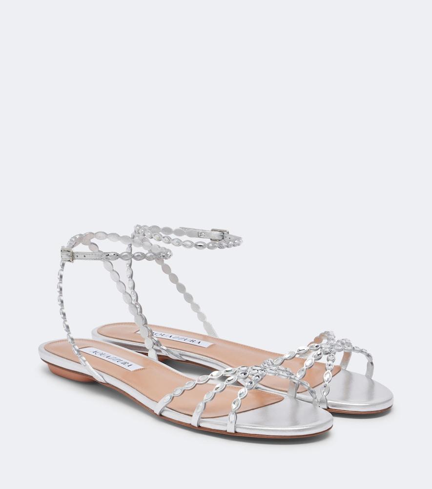 aquazzura love struck embellished leather sandals