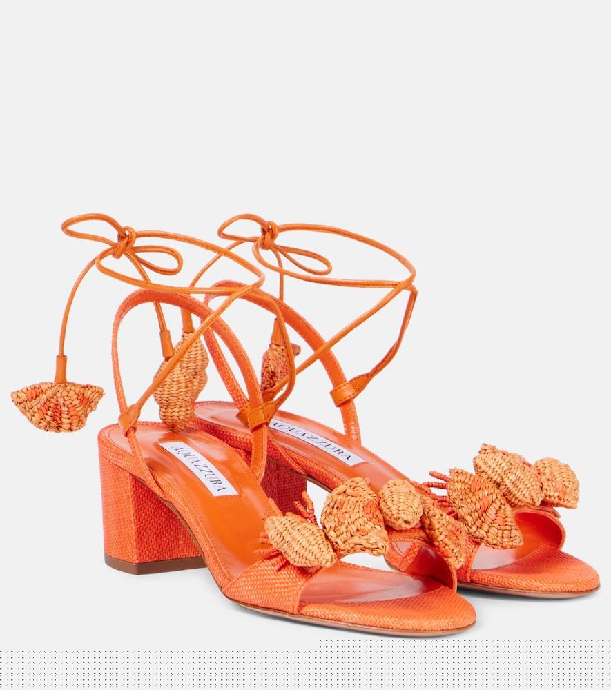 aquazzura marea 50 appliqué leather-trimmed sandals