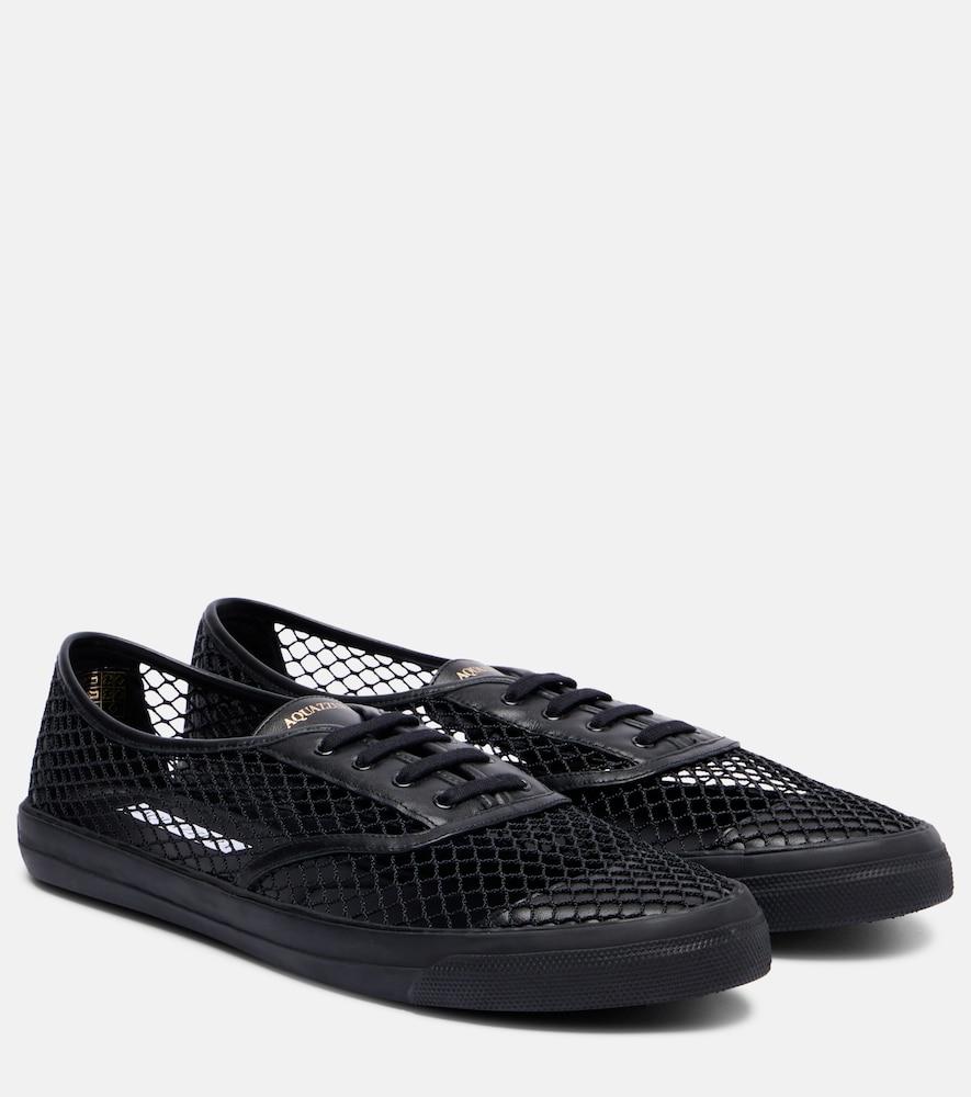 aquazzura minimalist mesh leather-trimmed sneakers