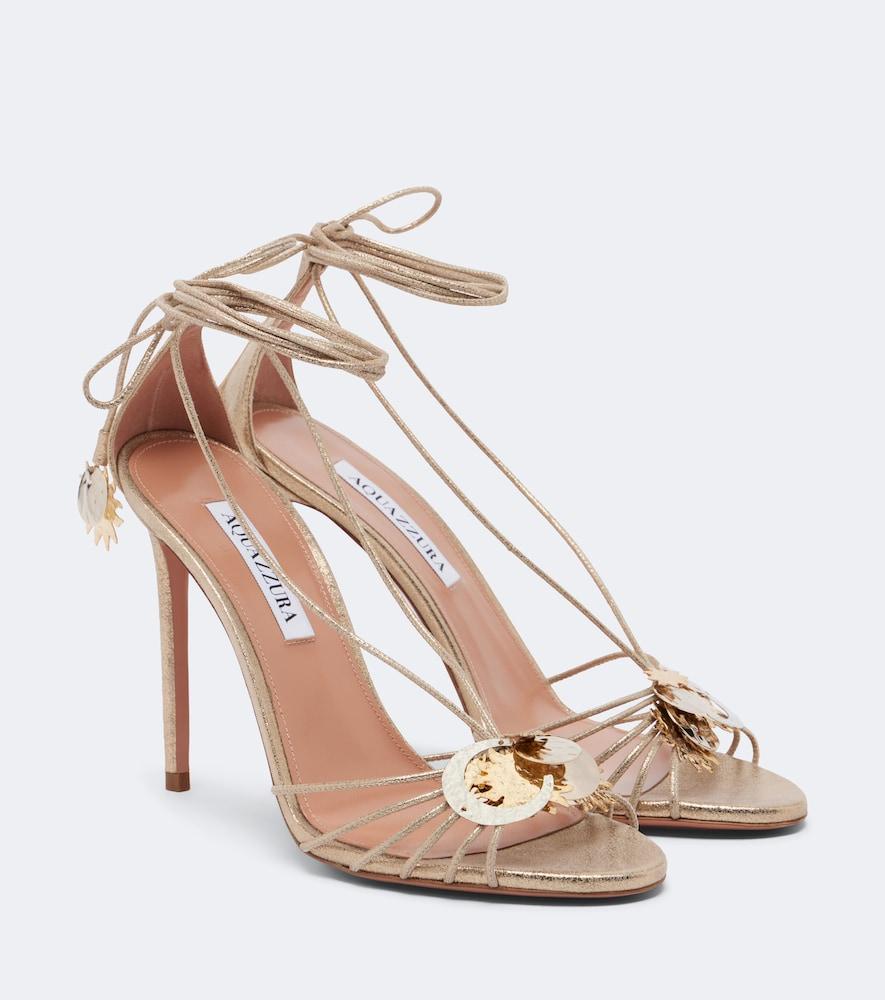 aquazzura night stars metallic leather sandals