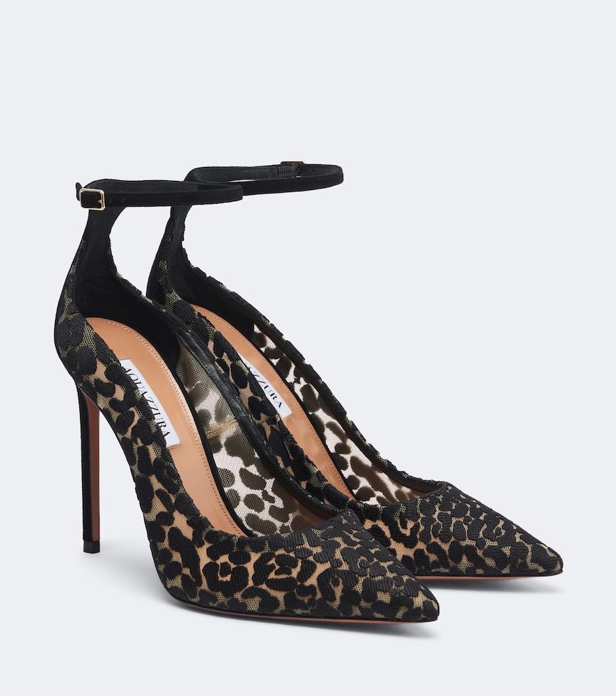 aquazzura panthera leopard-print mesh pumps